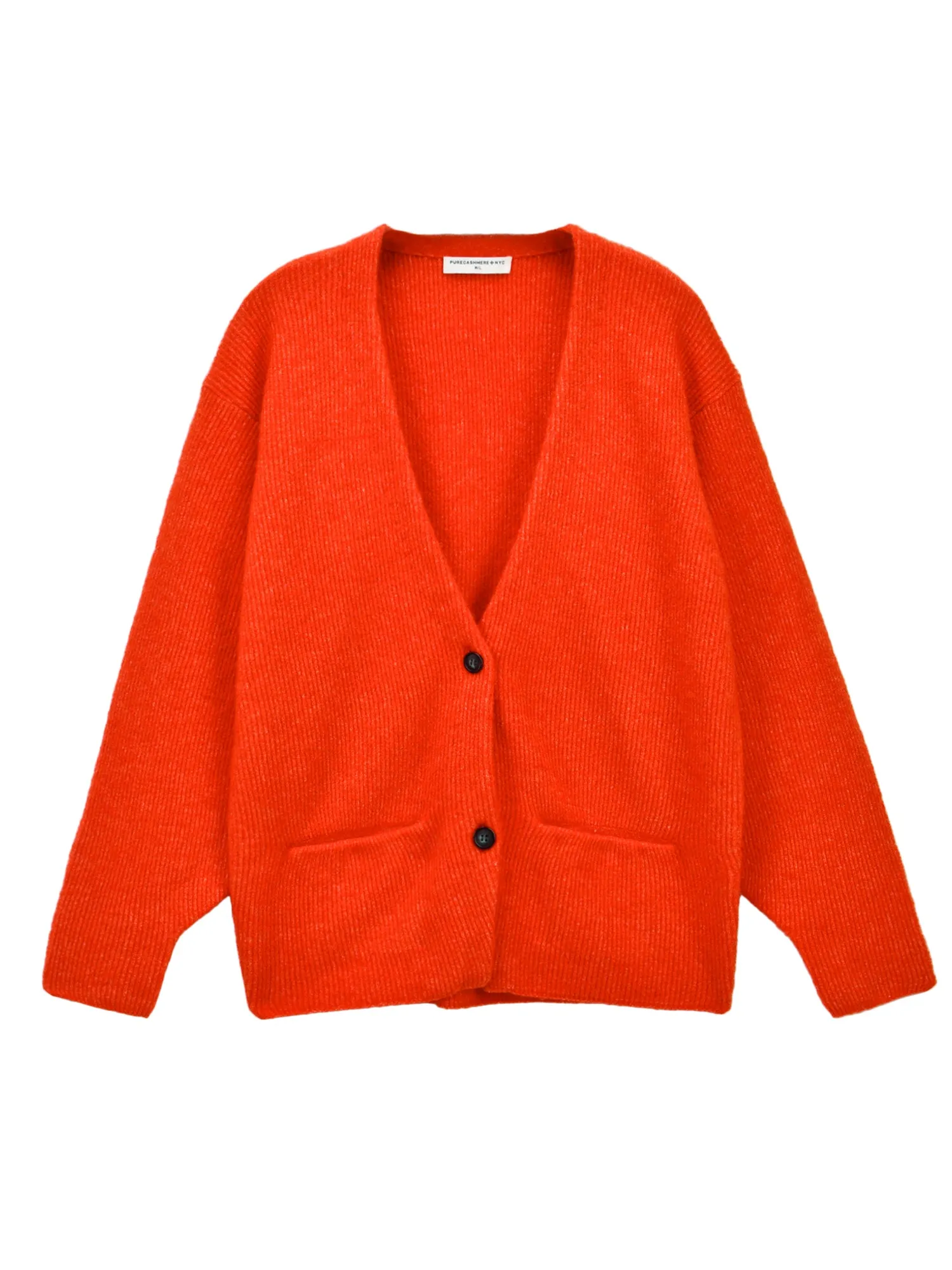 Alpaca Curved Sleeve Cardigan_Red Orange
