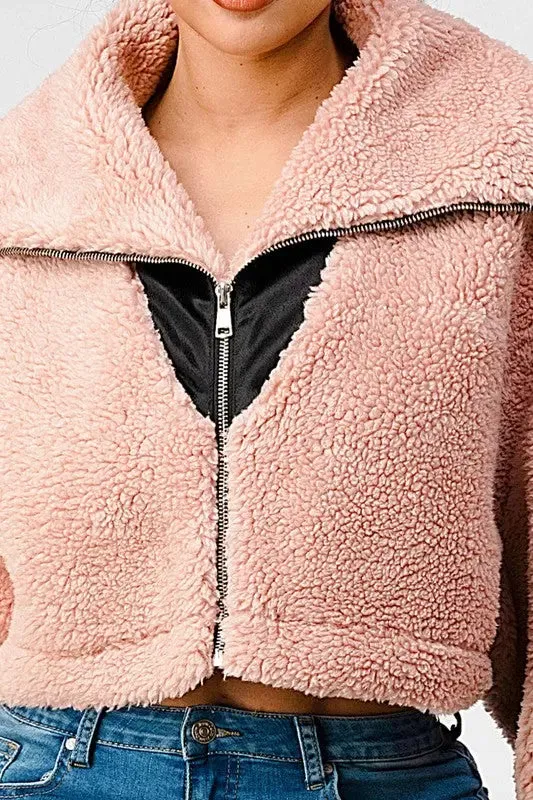 Athina Oversized Sherpa With Contrast Jacket