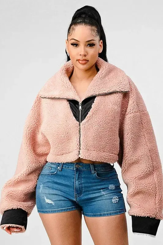 Athina Oversized Sherpa With Contrast Jacket