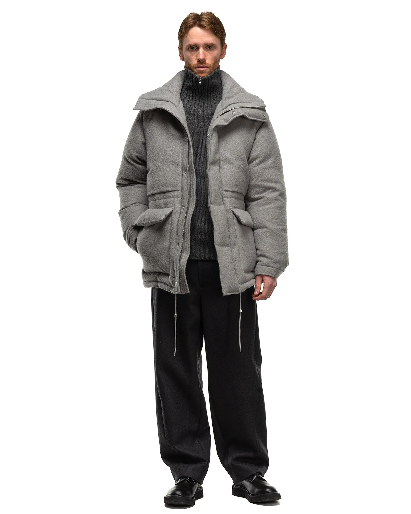 Brushed Alpaca Wool Down Blouson Light Gray