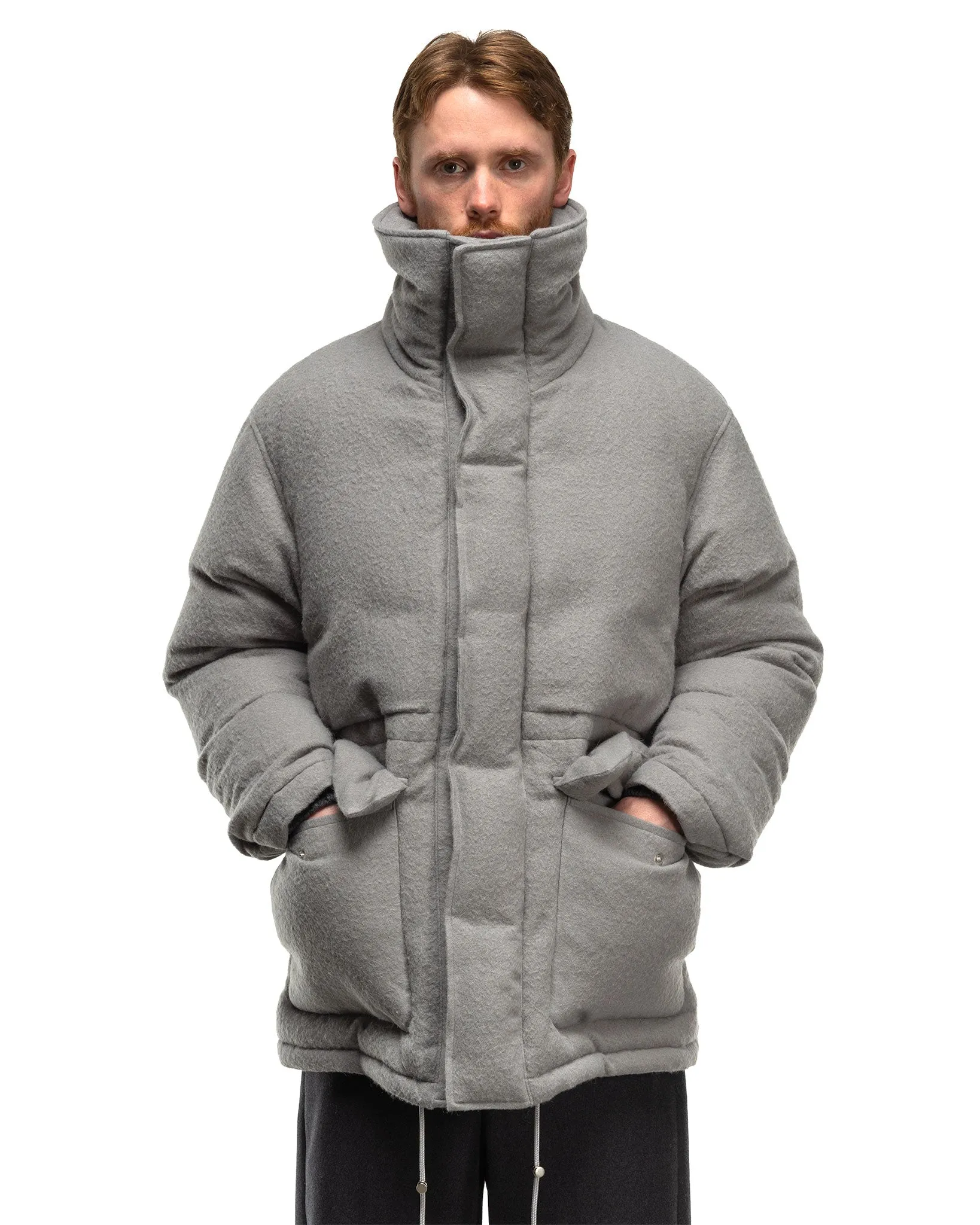 Brushed Alpaca Wool Down Blouson Light Gray