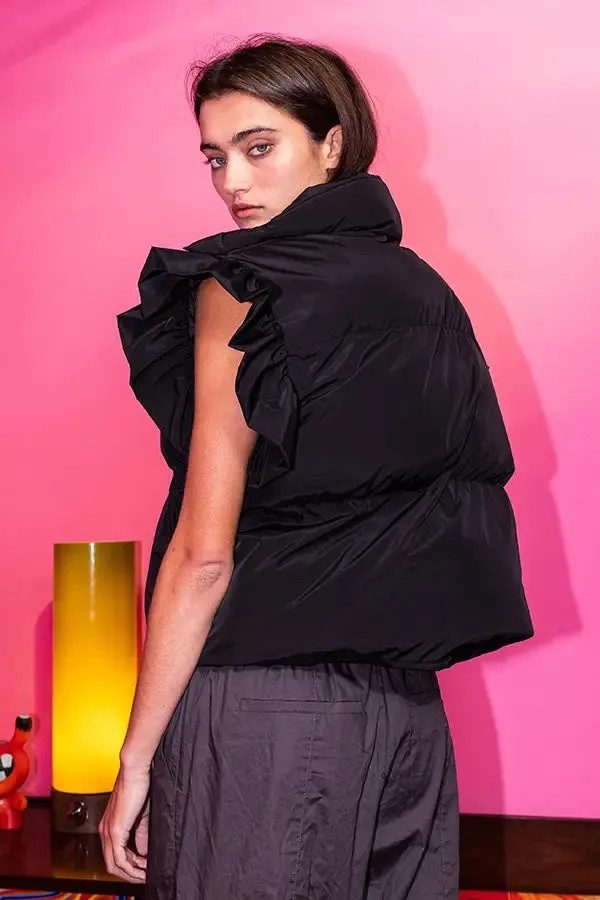 Bucketlist Ruffle Sleeve Crop Down Vest