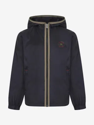 Converse Kids Hooded Zip Up Windbreaker in Black