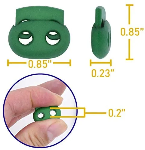 Cord Lock Cord Stop Tightener Lace Locking End Two Hole Fastener for Drawstrings, Shoelaces, Bow Cord, Bungee Cord