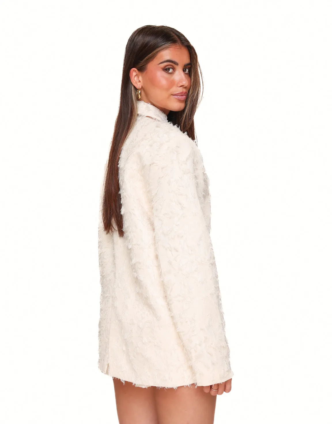 Creme Gedetailleerde Oversized - Blazer