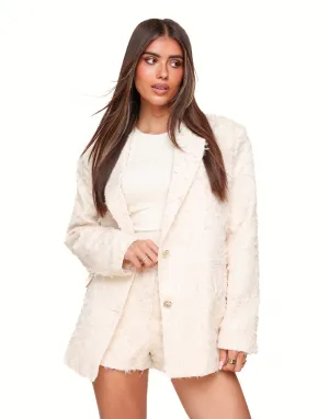 Creme Gedetailleerde Oversized - Blazer