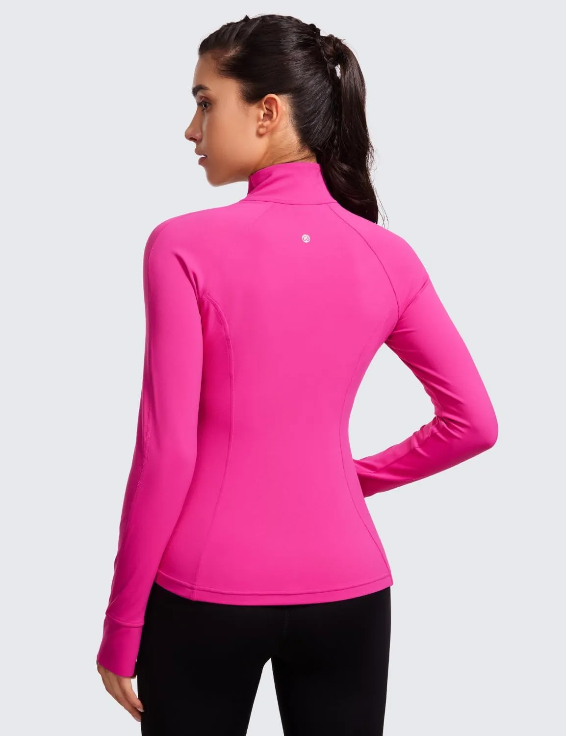 CRZ YOGA Butterluxe Womens Full Zip Workout Jackets Slim Fit Track Athletic Tops with Thumb Holes