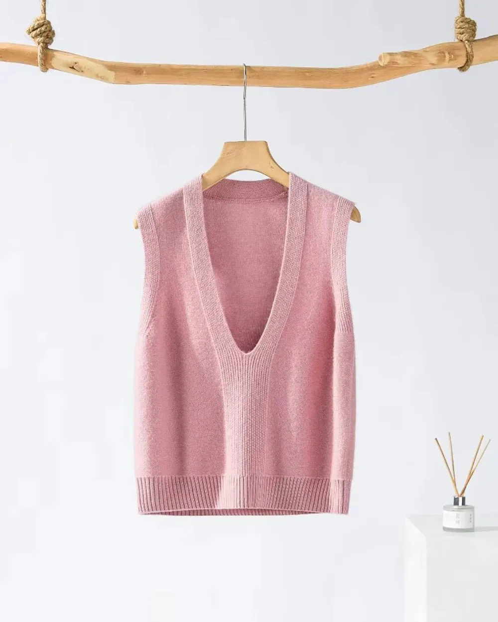Deep V Neck Cashmere Vest