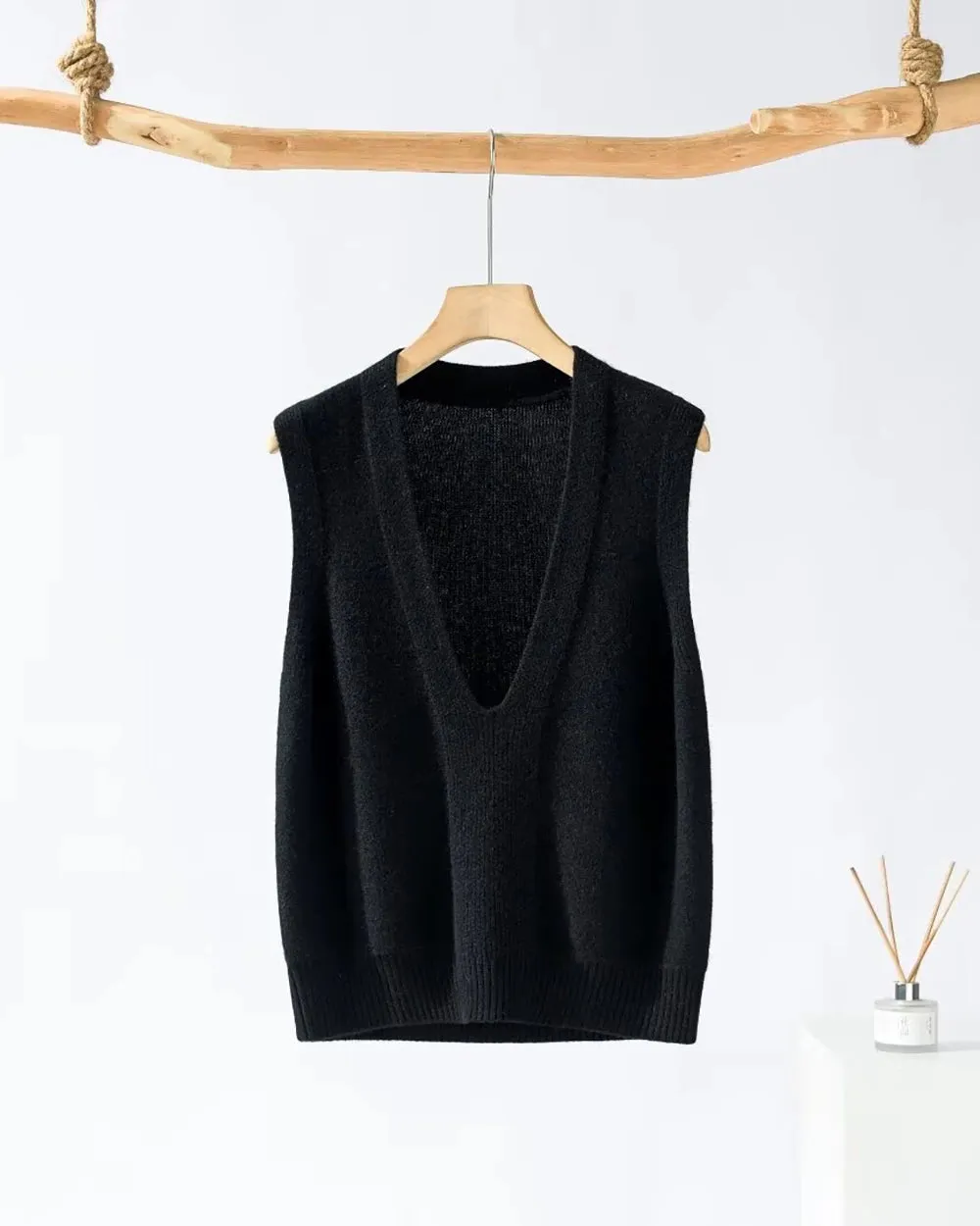 Deep V Neck Cashmere Vest