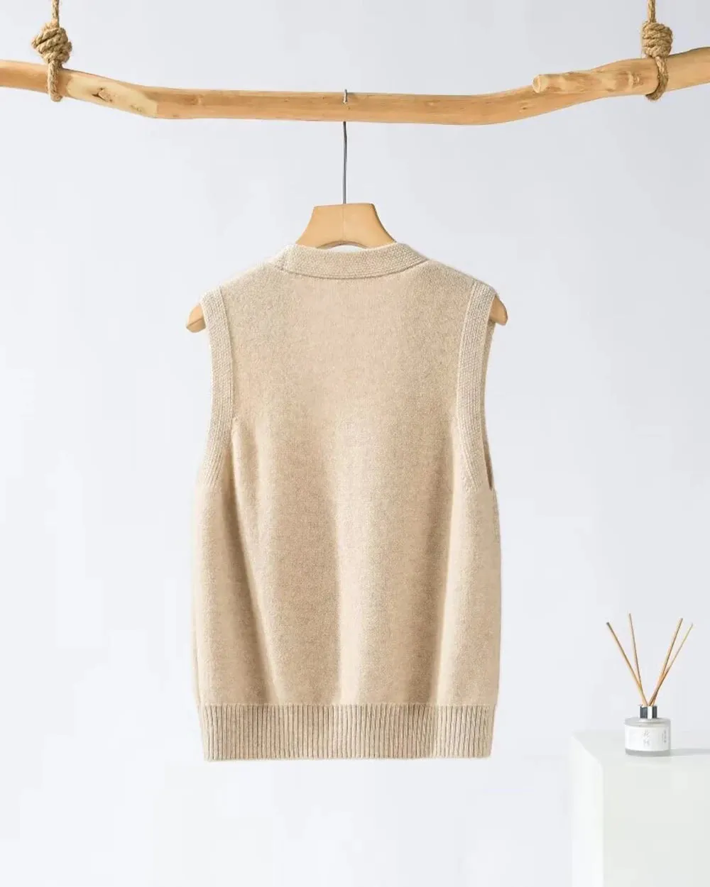 Deep V Neck Cashmere Vest