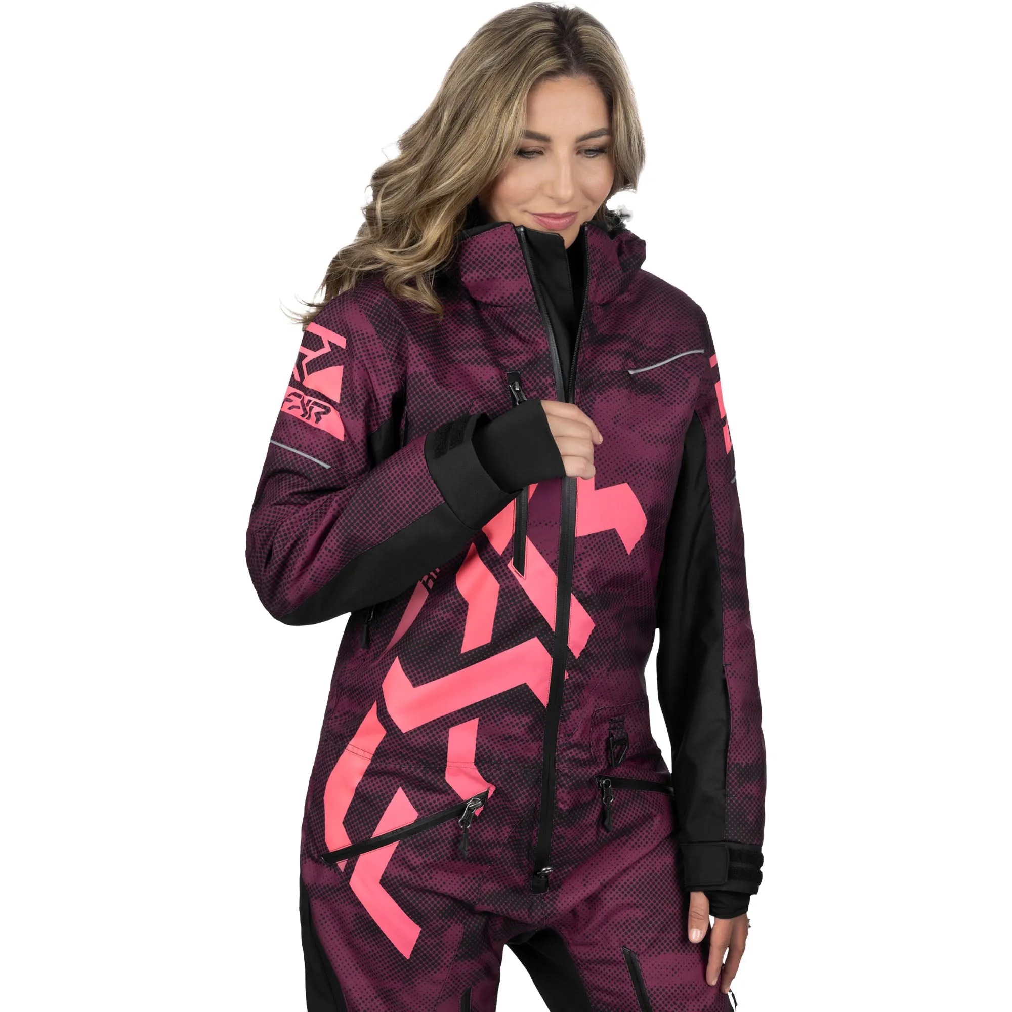 FXR CX Lite Snowmobile Monosuit Merlot Haze/Melon Red