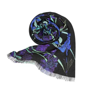 Hand Painted Scarf-Night Irises