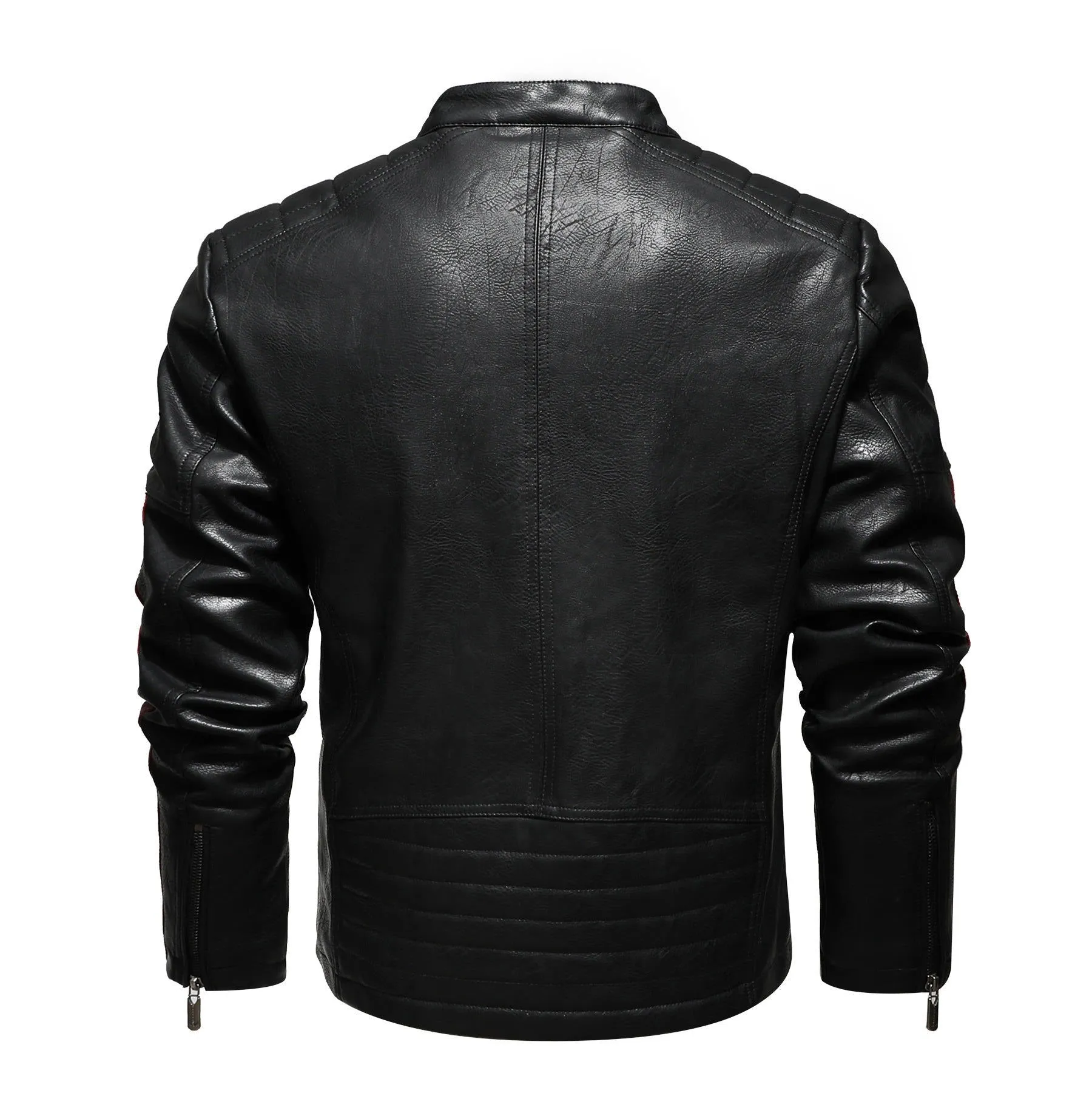 Men′s Leather Jacket Color Matching Motorcycle Pu Leather Jacket | KH-168