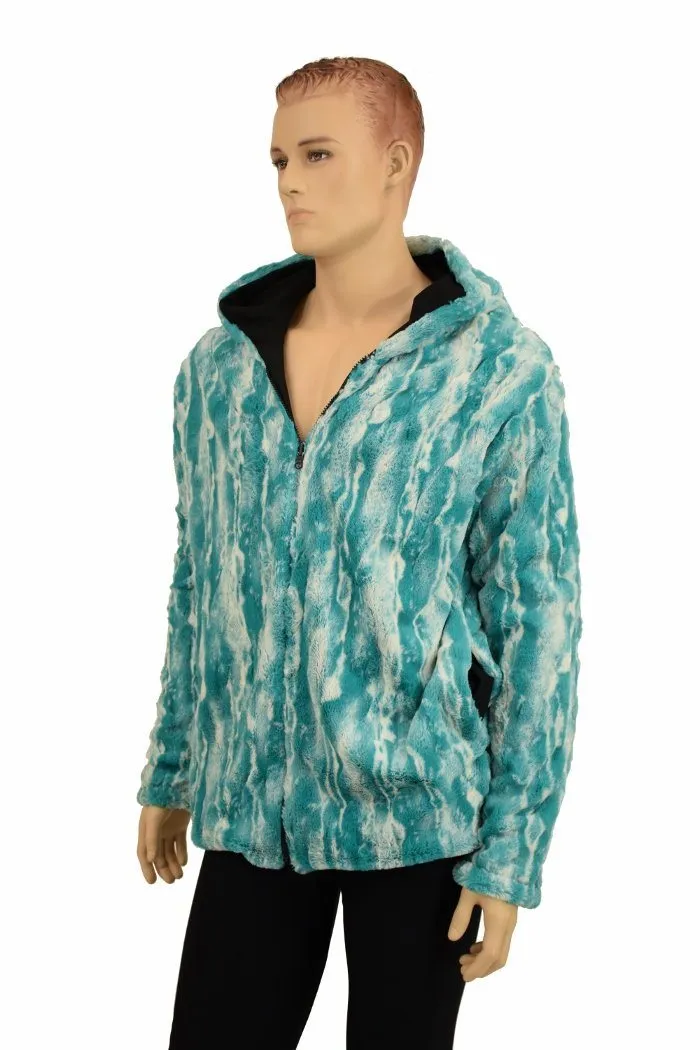 Mens Minky Faux Fur Hooded Jacket