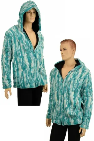Mens Minky Faux Fur Hooded Jacket