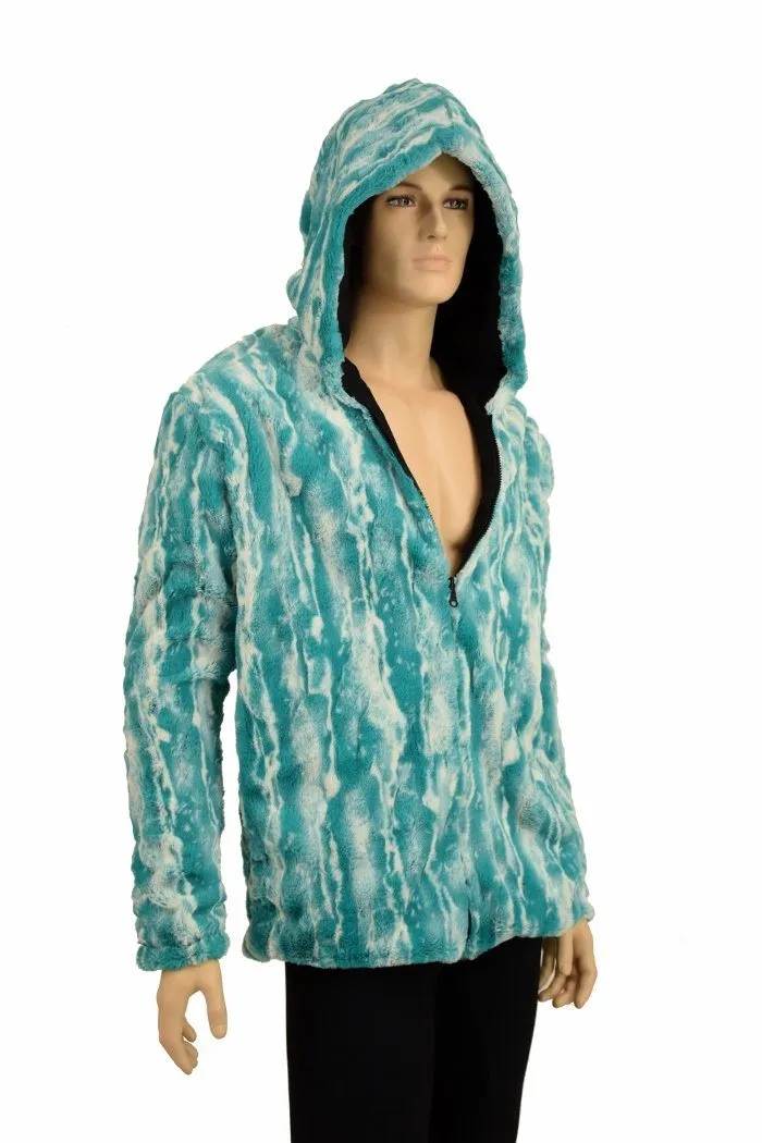 Mens Minky Faux Fur Hooded Jacket