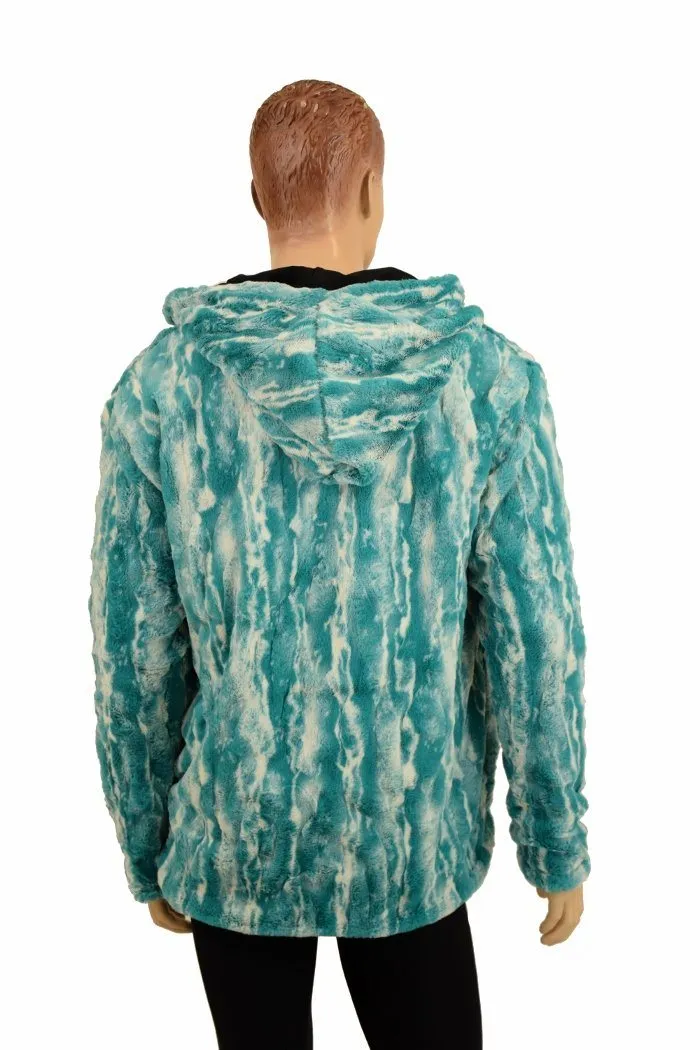 Mens Minky Faux Fur Hooded Jacket