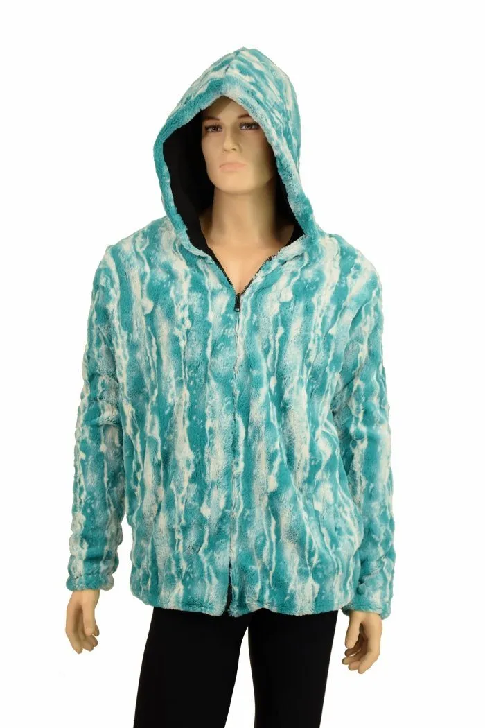 Mens Minky Faux Fur Hooded Jacket