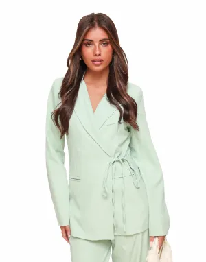 Mintgroene Moderne Wikkel - Blazer