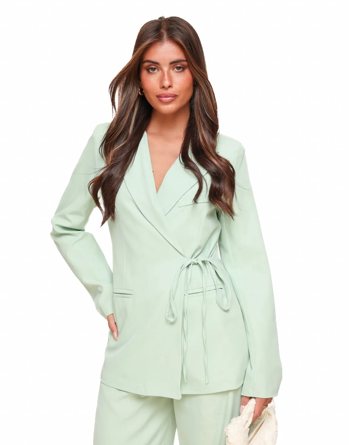 Mintgroene Moderne Wikkel - Blazer