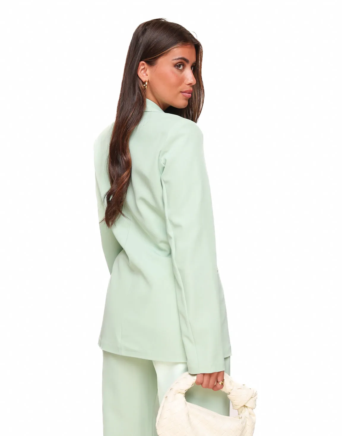 Mintgroene Moderne Wikkel - Blazer