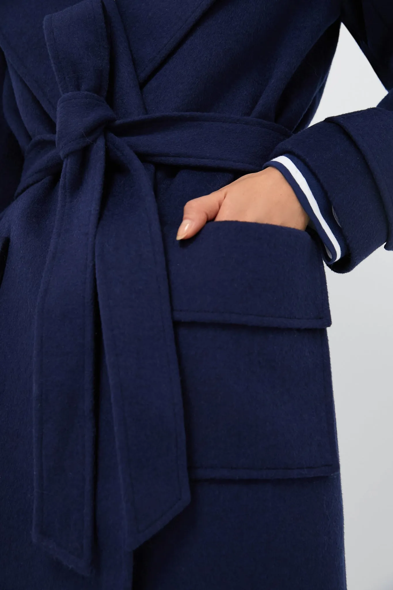 Navy Wool Ives Wrap Coat