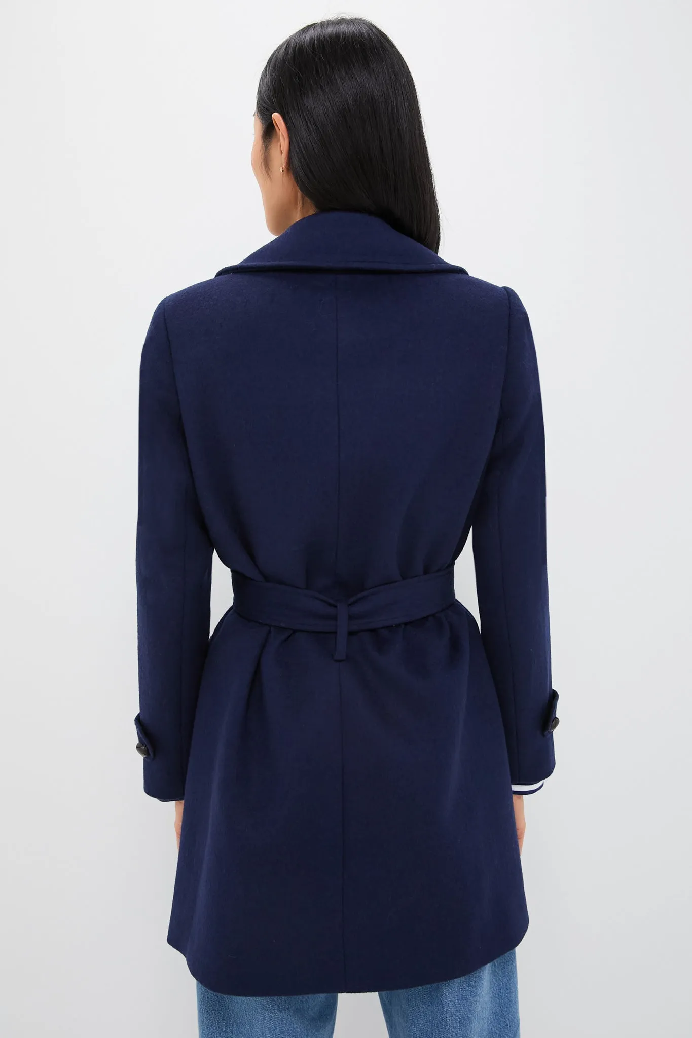 Navy Wool Ives Wrap Coat