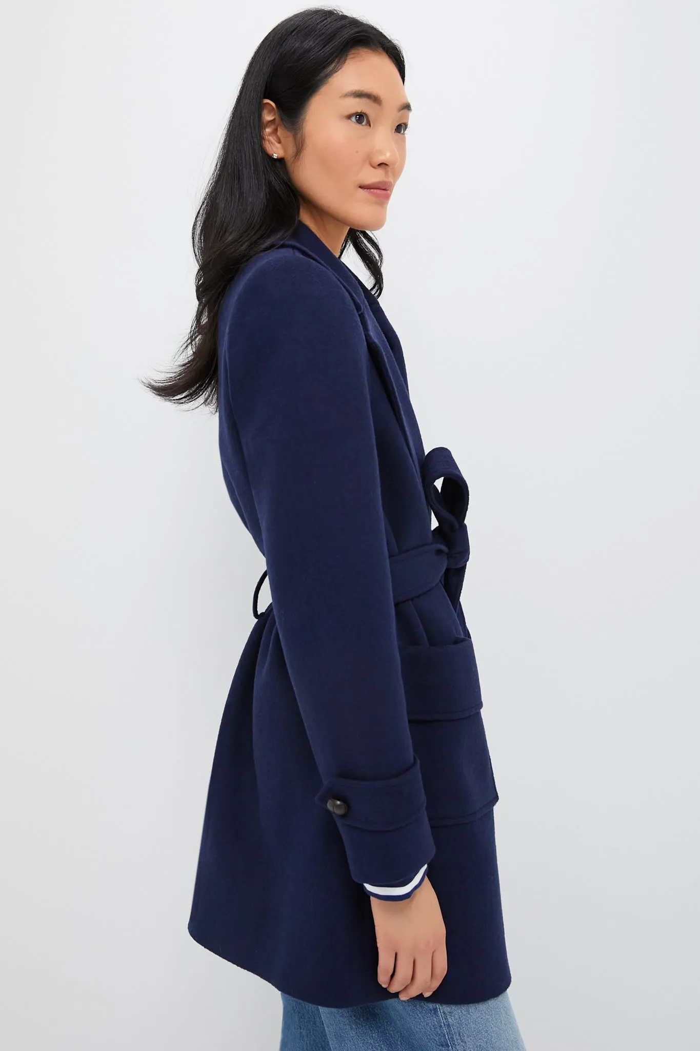 Navy Wool Ives Wrap Coat