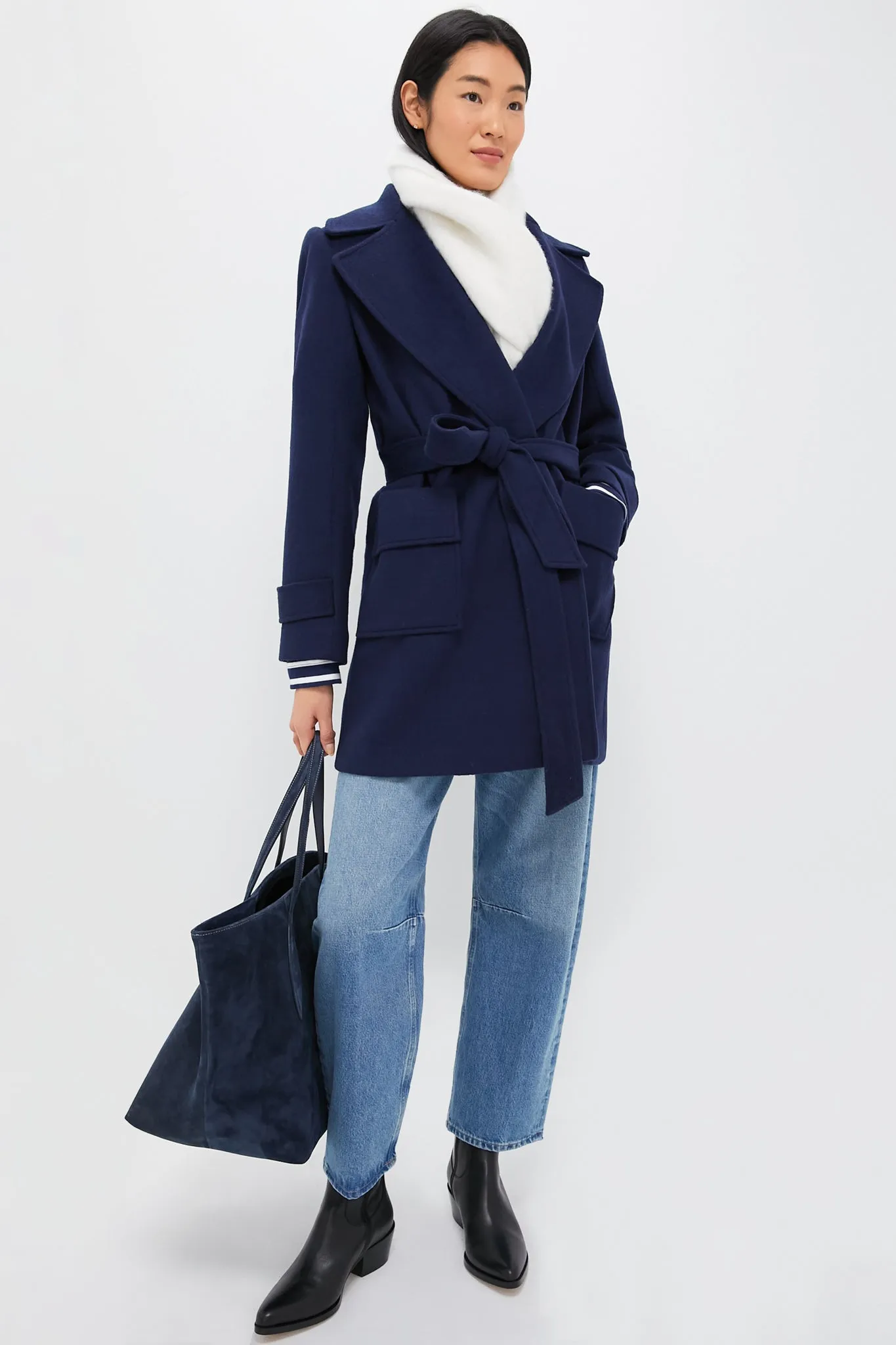 Navy Wool Ives Wrap Coat