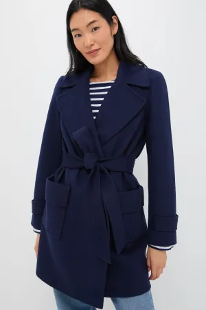 Navy Wool Ives Wrap Coat