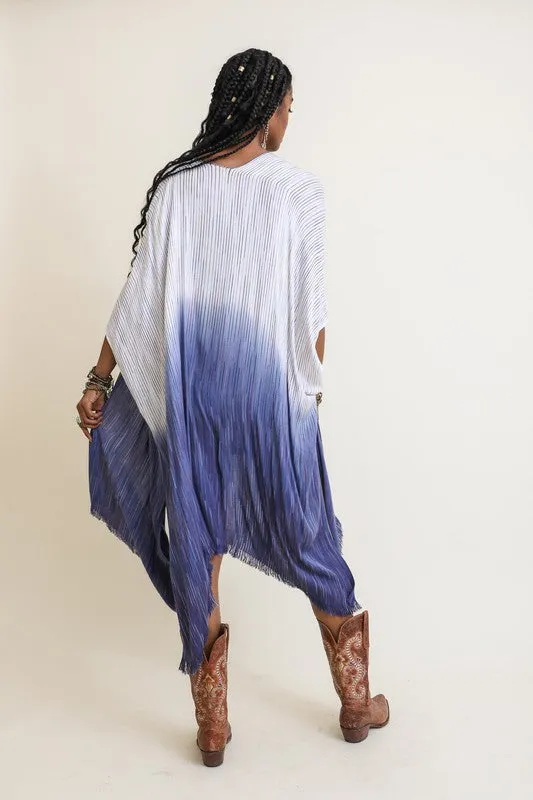 Nevaeh Ombre Kimono Beach Cover Up in Blue