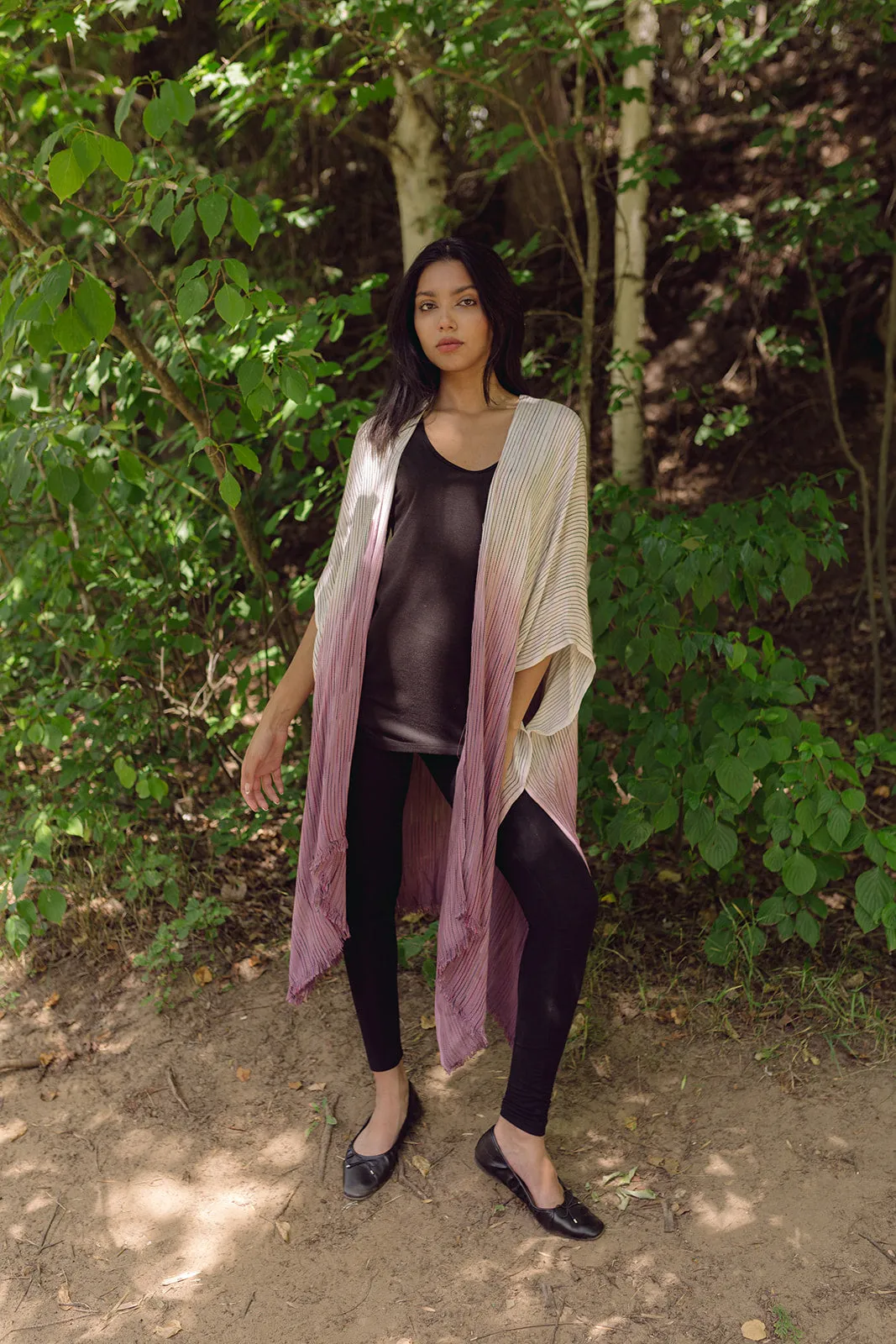 Nevaeh Ombre Kimono Beach Cover Up in Purple