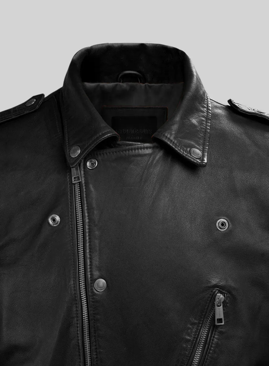 Revolt Black Biker Leather Jacket