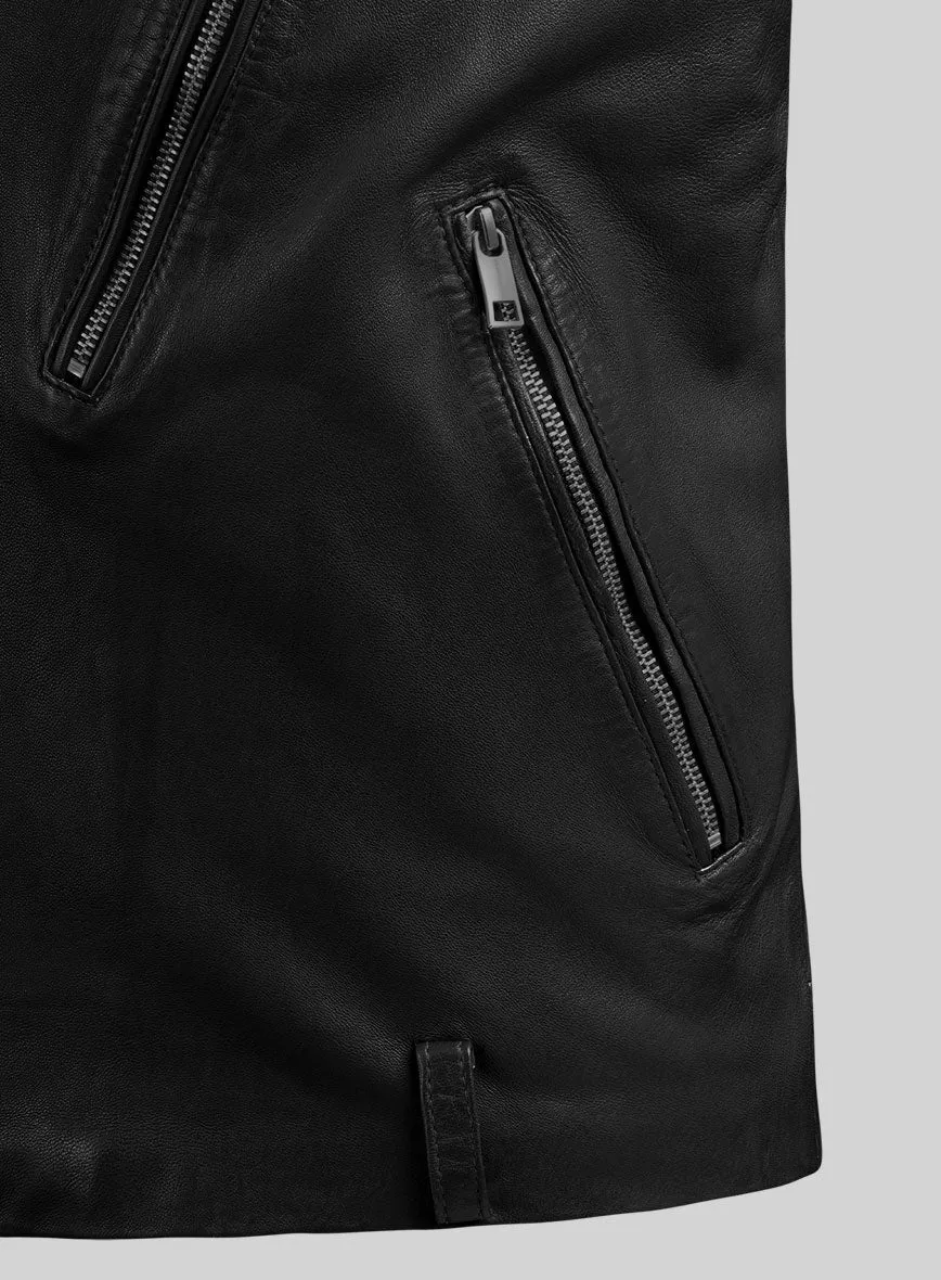 Revolt Black Biker Leather Jacket
