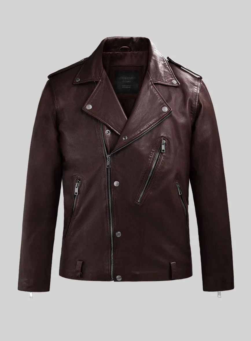 Revolt Burgundy Biker Leather Jacket