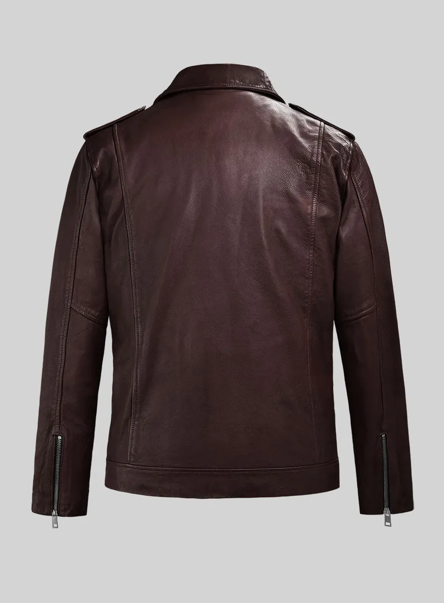 Revolt Burgundy Biker Leather Jacket