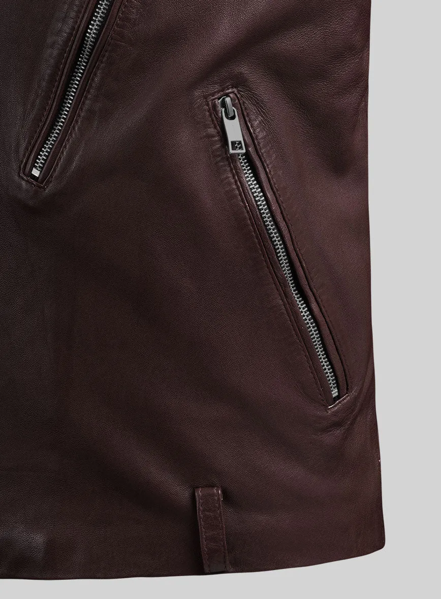 Revolt Burgundy Biker Leather Jacket