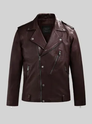 Revolt Burgundy Biker Leather Jacket