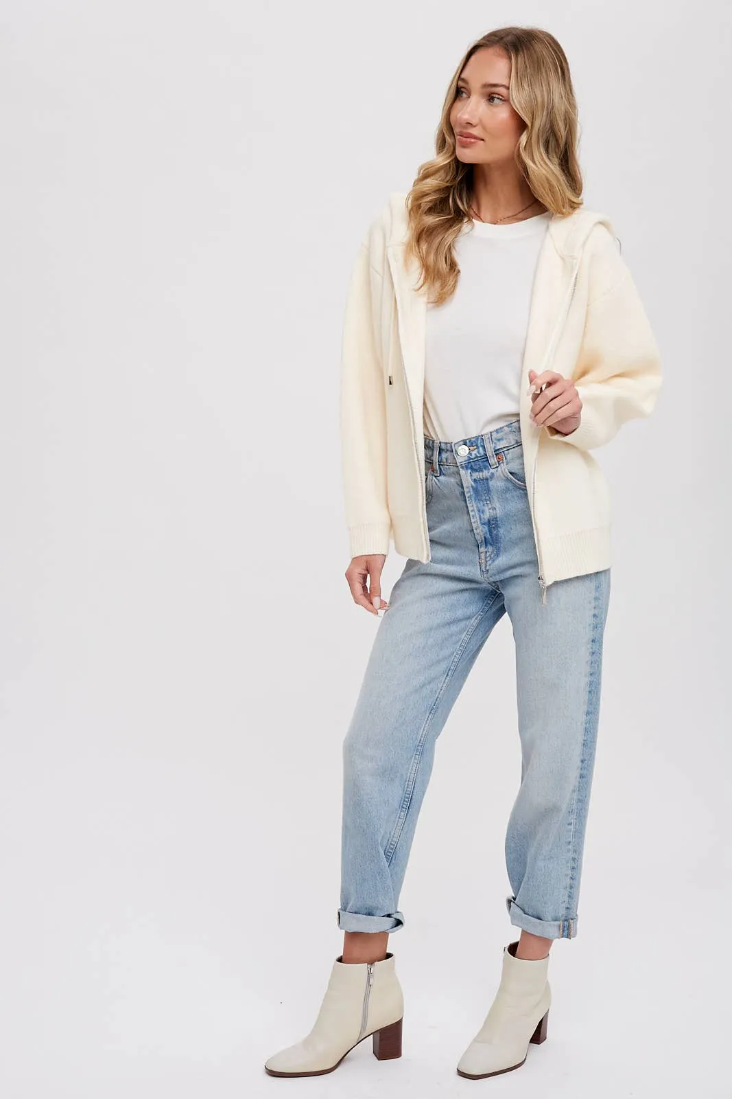 Sweater Zip Up Hooded Jacket