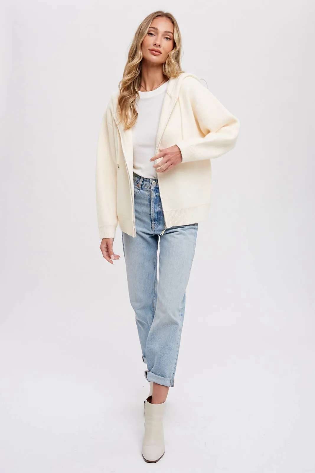 Sweater Zip Up Hooded Jacket