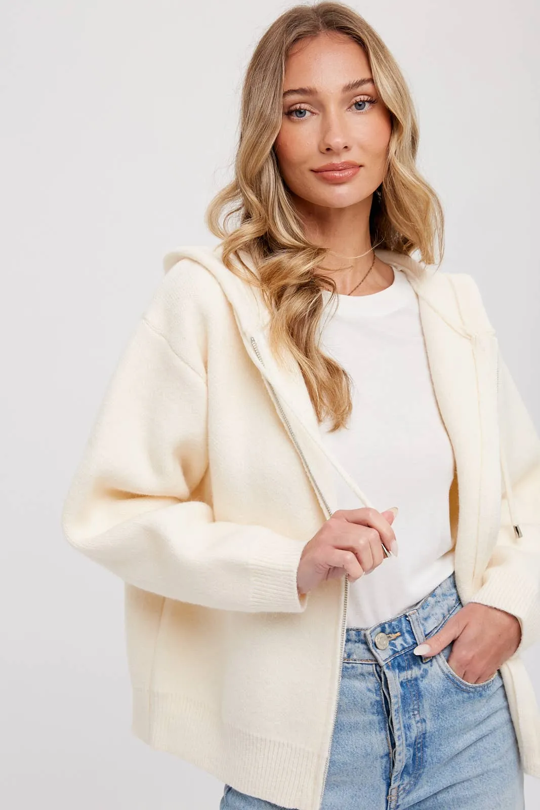 Sweater Zip Up Hooded Jacket