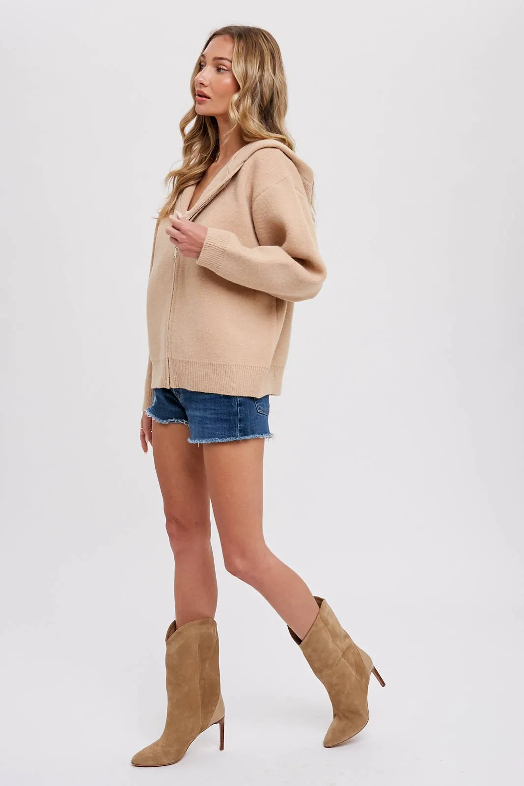 Sweater Zip Up Hooded Jacket