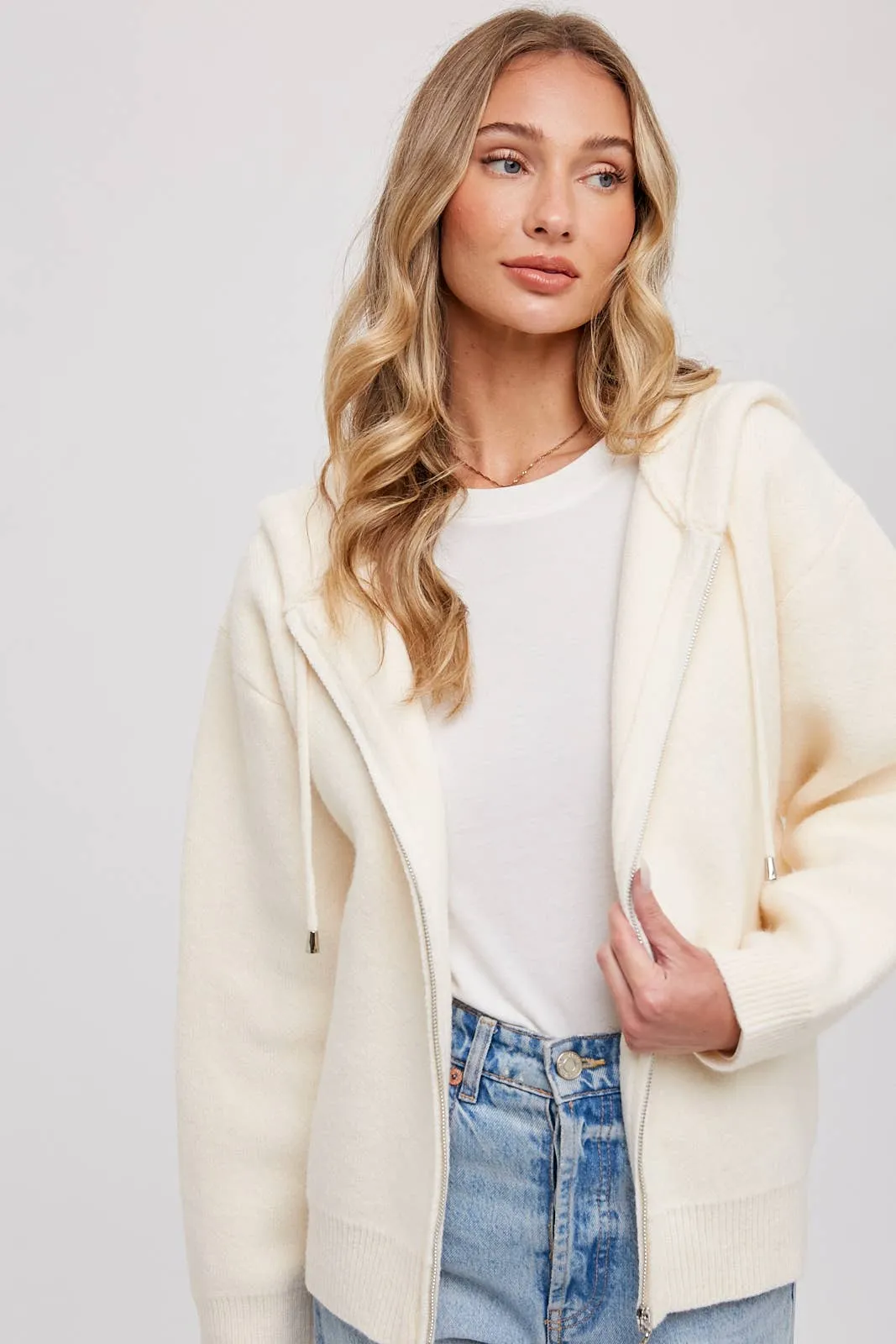 Sweater Zip Up Hooded Jacket