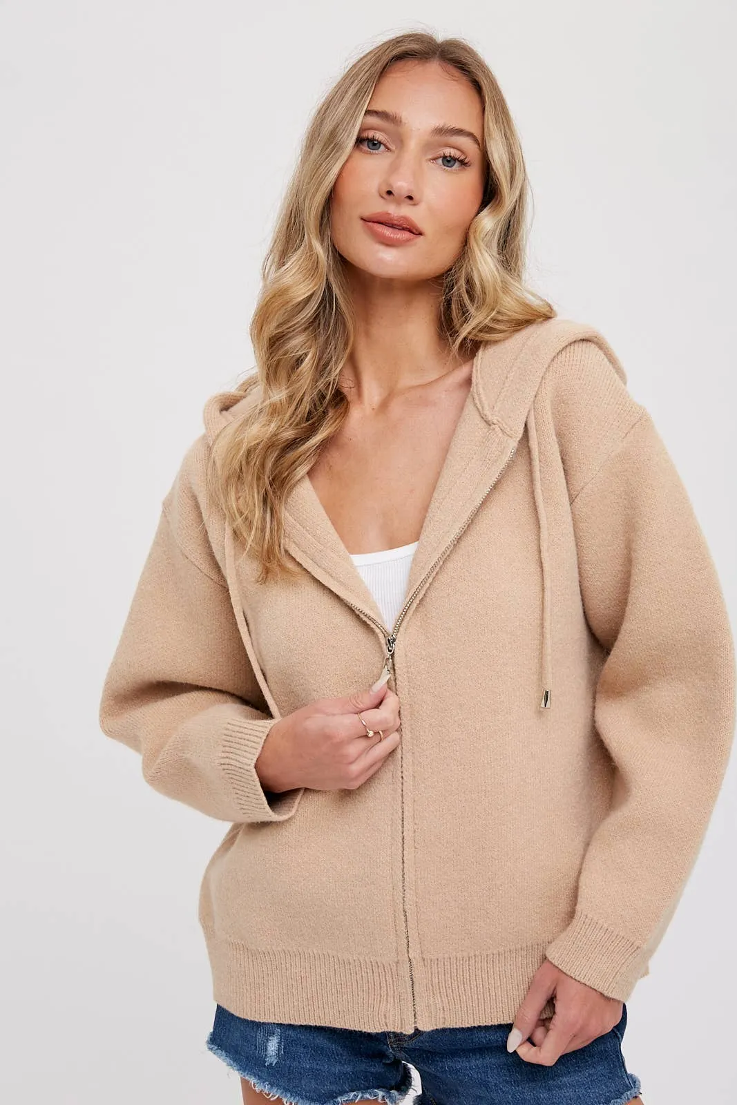 Sweater Zip Up Hooded Jacket
