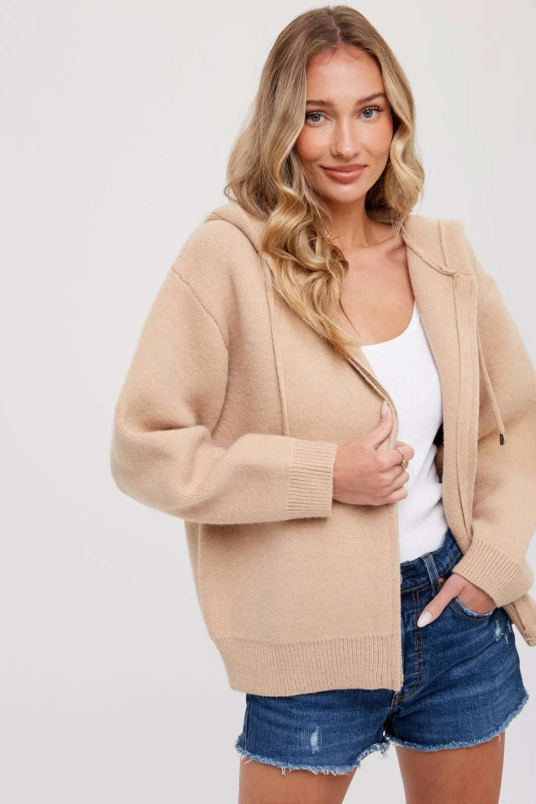 Sweater Zip Up Hooded Jacket