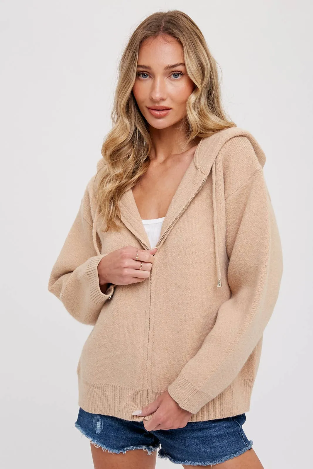 Sweater Zip Up Hooded Jacket
