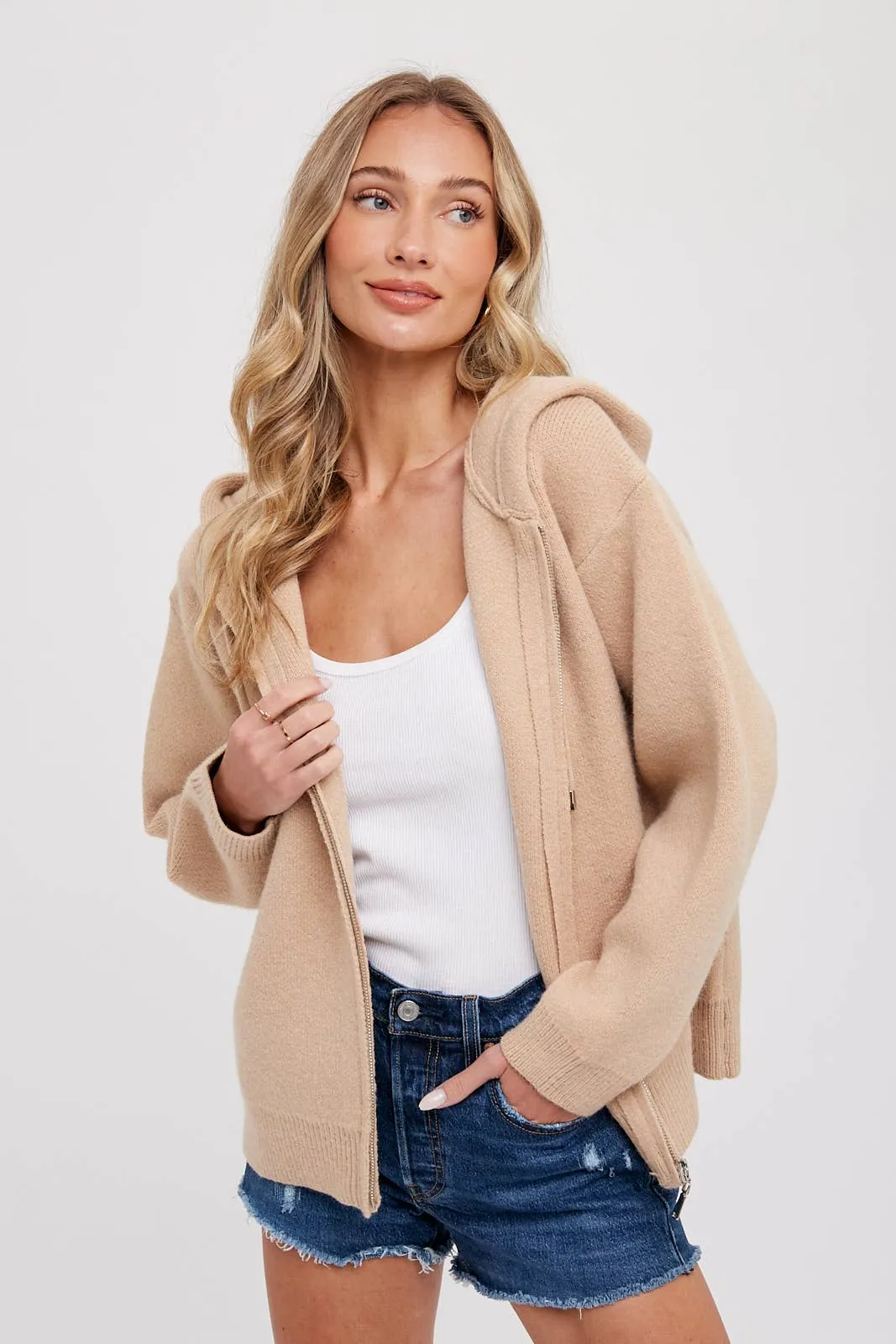 Sweater Zip Up Hooded Jacket