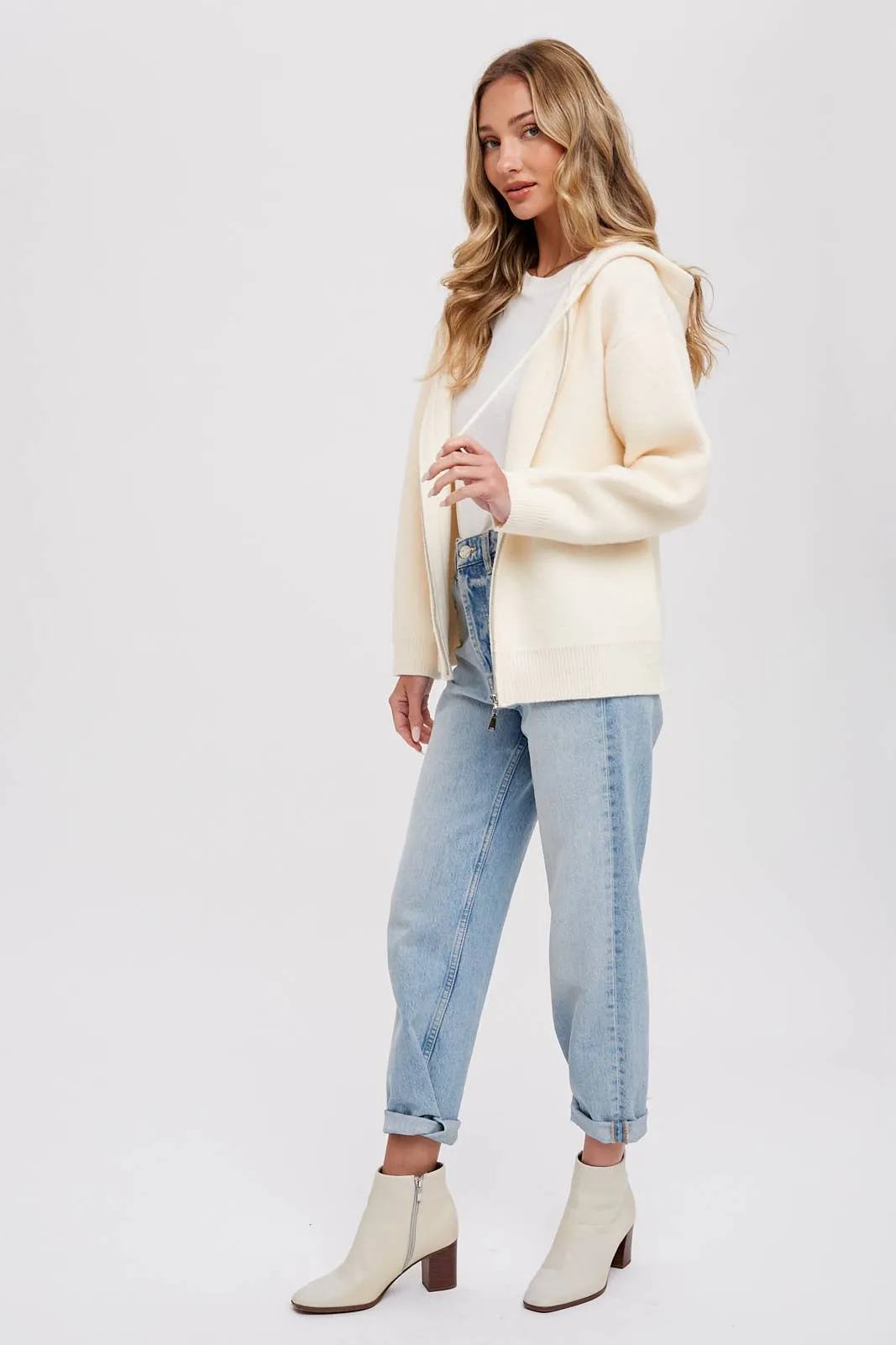 Sweater Zip Up Hooded Jacket