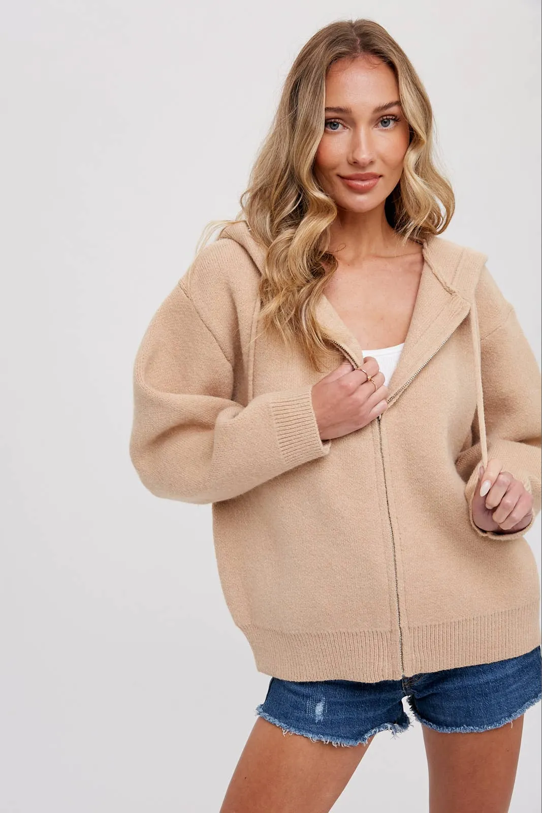 Sweater Zip Up Hooded Jacket