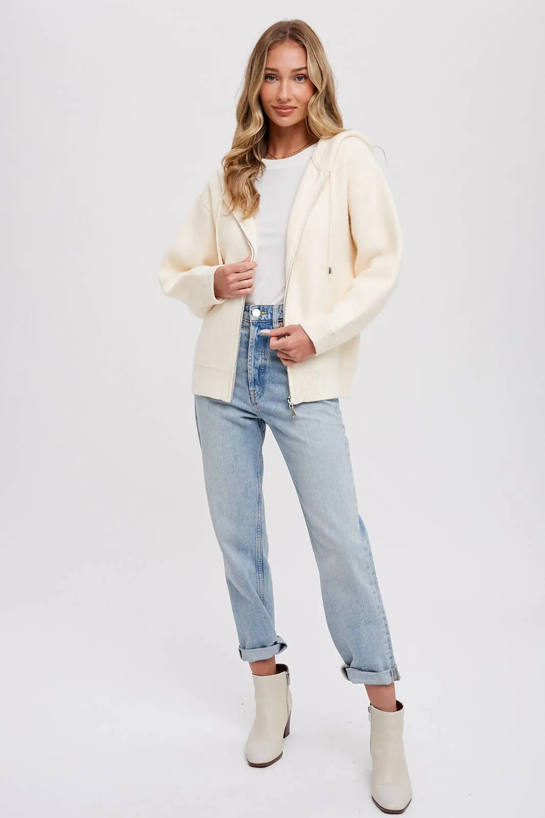 Sweater Zip Up Hooded Jacket